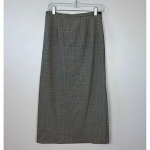 Talbots Vintage Plaid Maxi Skirt Side Slit Button‎ Zip Closure Preppy Size 8